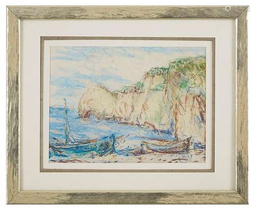 Claude Émile SCHUFFENECKER (1851-1934) Etretat, Barques et F...