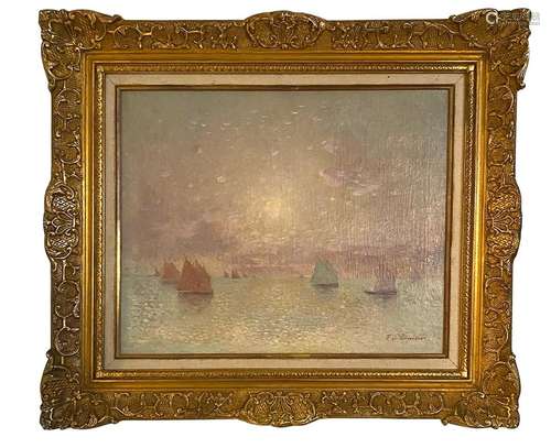 Ferdinand Loyen DU PUIGAUDEAU (1864-1930) Voiliers, soleil c...