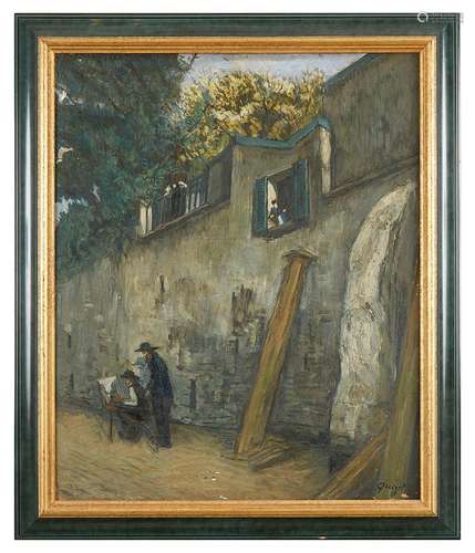 Alphonse QUIZET (1885-1955) Scène animée à Montmartre Huile ...