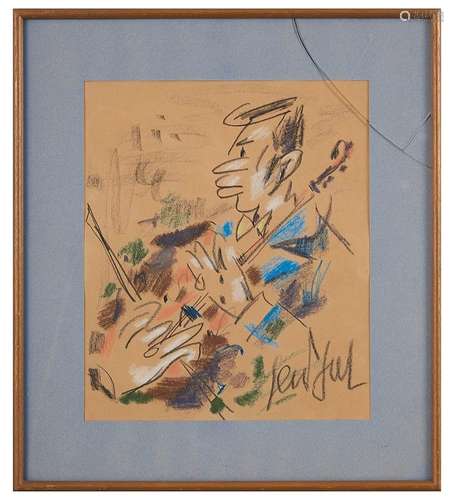 GEN PAUL (1895-1975) Musicien Fusain et pastel signé en bas ...