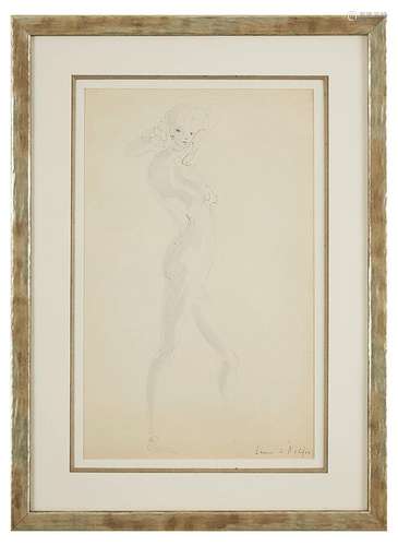 Leonor FINI (1907-1996) Portrait de jeune femme en pied Encr...