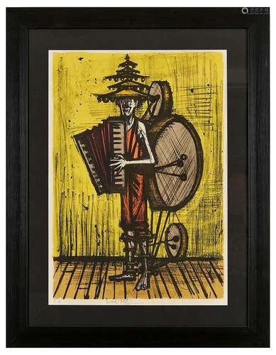 Bernard BUFFET (1928-1999) Le Musicien Lithographie en coule...