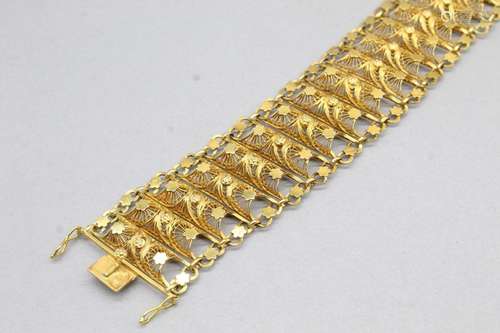 Bracelet articulé en or jaune 18K (750) à maille ajourée et ...