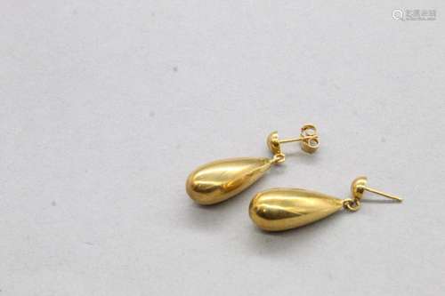 Paire de boucles d'oreille en poire en or jaune 18k (750...