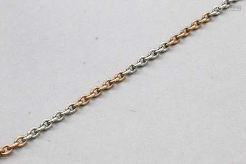 Bracelet en or rose et jaune 18k (750) et argent à maille fo...