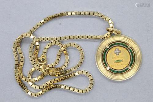 Chaine à maille venitienne et sa médaille en or jaune 18k (7...