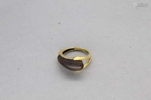 Bague en or jaune 18k (750) sertie d'une pièce d'éca...