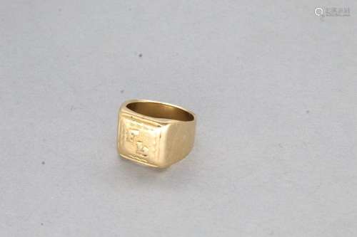 Chevalière en or jaune 18k (750) monogrammée "FL"