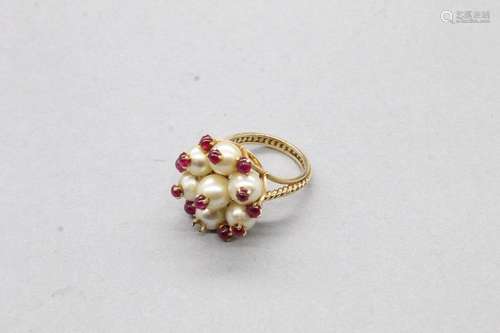 Bague « fleur », d'inspiration indienne, en or jaune 18K...