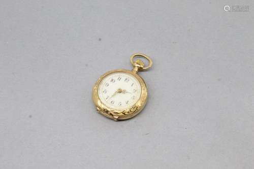 Montre de col en or jaune 18k (750), index chiffres arabes n...