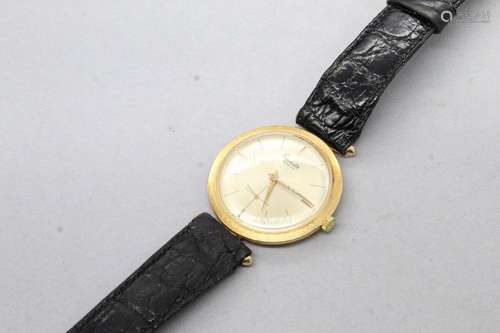 Montre bracelet d'homme, boîtier rond en or jaune 18k (7...