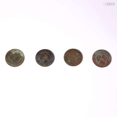 Copper coins, local lettering coins