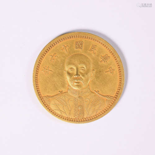Marshal's gold coin in the 16th year of the Republic of Chin...