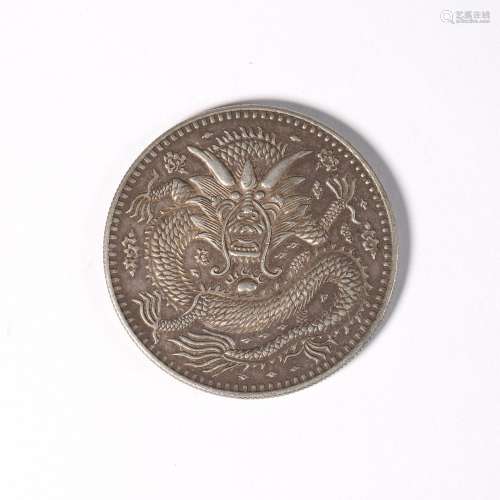 Silver coin with dragon pattern in Kashgar during the Guangx...
