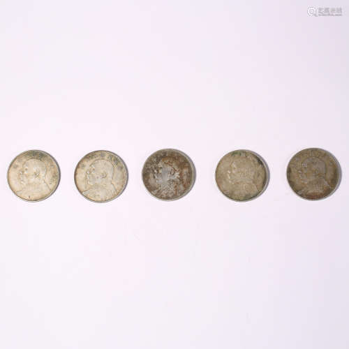 Five silver coins in the eighth year of Yuan Shikai's reign