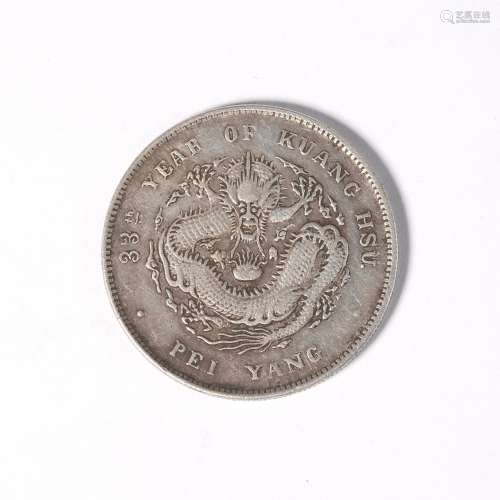 Hubei silver coin with dragon pattern in Guangxu period