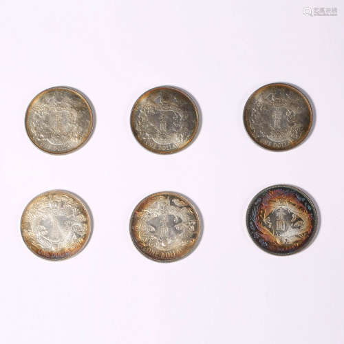 Six silver coins from the Qing Dynasty