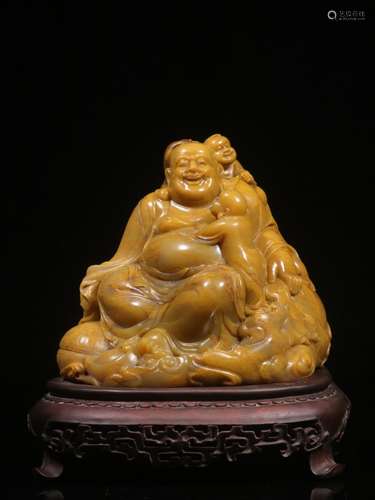 Chinese Hand Carved Soapstone Buddha