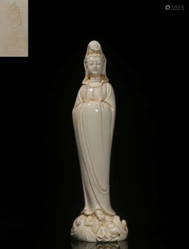 Chinese Blanc De Porcelain Standing Guanyin,Mark