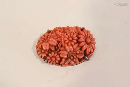 Japanese Coral Brooch