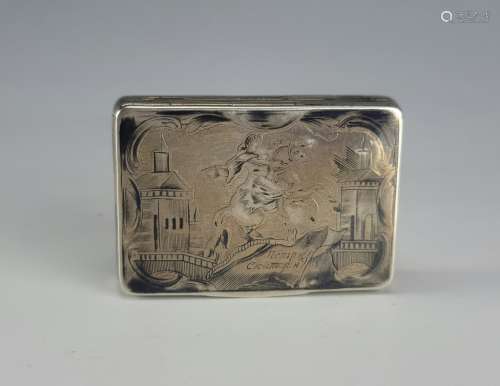 19C Russian Silver Niello Snuff Box 1826