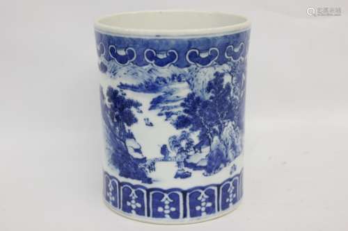Chinese Blue and White Porcelain Brushpot ,Mark
