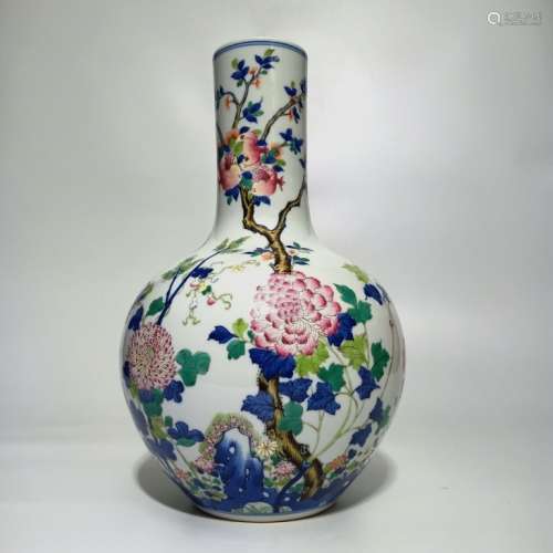 Chinese Glazed Porcelain Tianqiu Vase,Mark