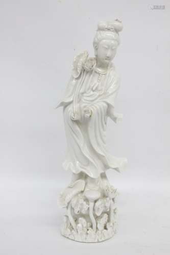 Chinese White Glazed Porcelain Standing Guanyin