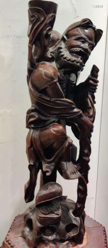 Large Chinese Wood Carved Figural