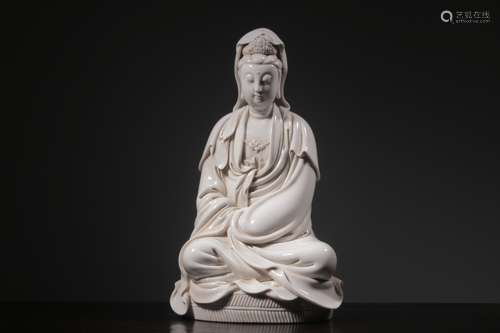 Qing Chinese Blanc De Porcelain Guanyin,Mark