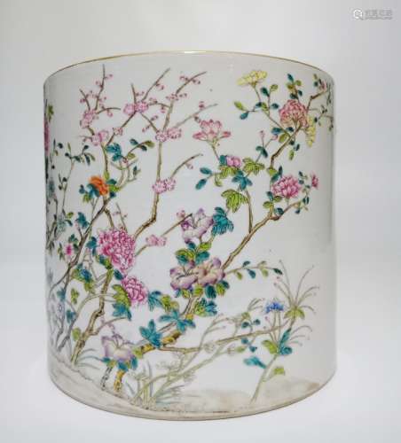 Chinese Famille Rose Porcelain Brushpot
