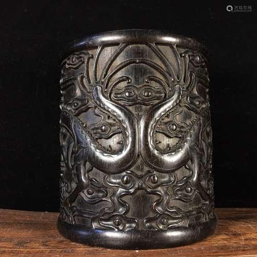 Chinese Wood Carved Brushpot