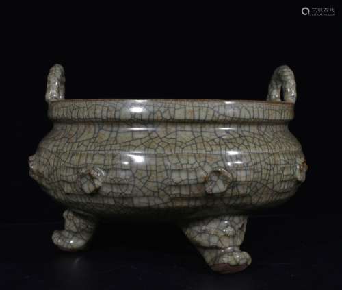Chinese Glazed Tripod Porcelain Censer