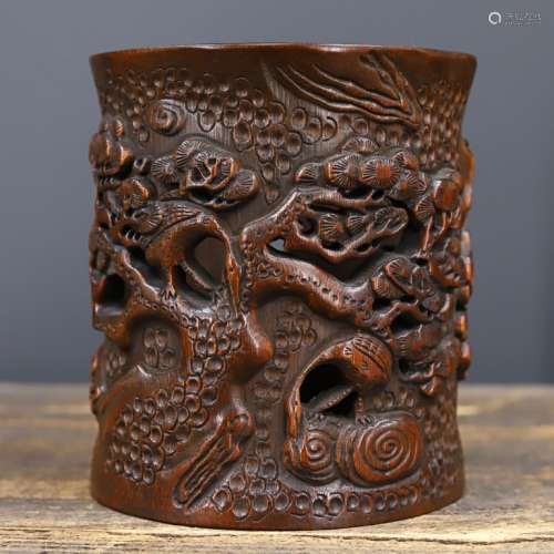 Chinese Bamboo Carved Brushpot