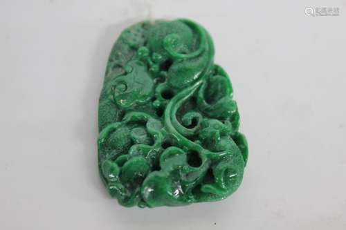 Chinese Green Jadeite Carved Pendant