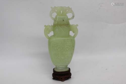 Chinese Serpentine Jade Vase