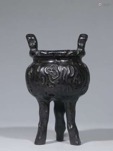 Chinese Zitan Wood Hand Carved Tripod Censer