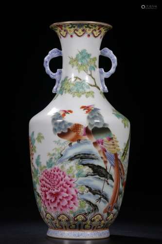 Chinese Famille Rose Porcelain Vase,Mark