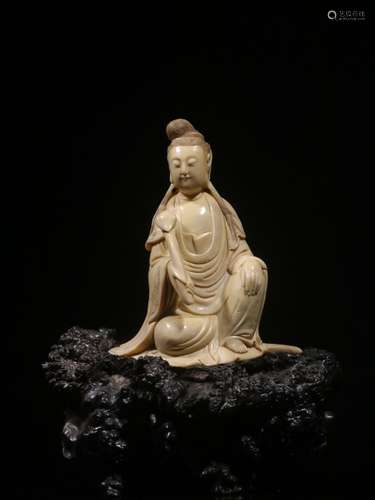 Chinese Hand Carved Soapstone Guanyin