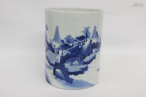 Chinese Blue and White Porcelain Brushpot