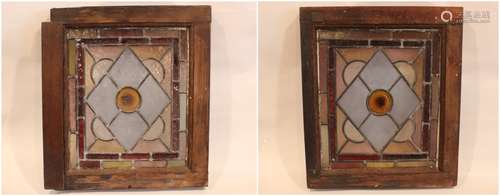 Pair Decorative Stained Glass Panel