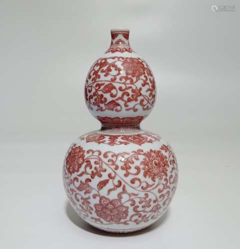 Chinese Copper Red Porcelain Gourd Vase