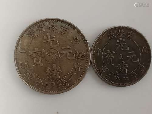 TWO CHINESE OLD SILVER COINS