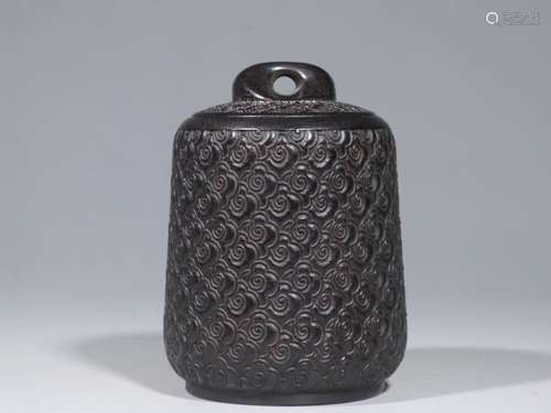 Chinese Hand Carved Zitan Wood Tea Caddy