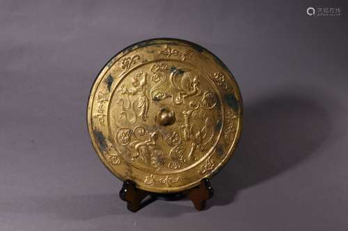 Chinese Gilt Bronze Mirror