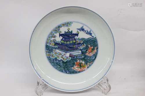 Chinese Doucai Glazed Porcelain Plate