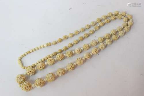 Carved Bone Beads Necklace