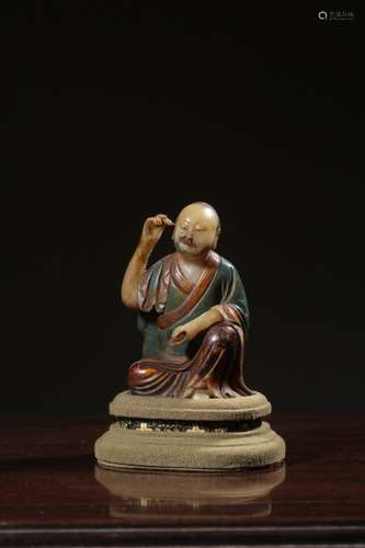 Chinese Soapstone Carved Luohan Buddha