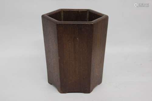 Chinese Caohuali Wood Brushpot