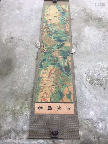 Chinese Ink Color Long Scroll